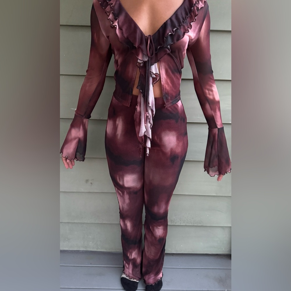 Fashion Nova Red and Black Jumpsuit with Flared Bell Cuffs